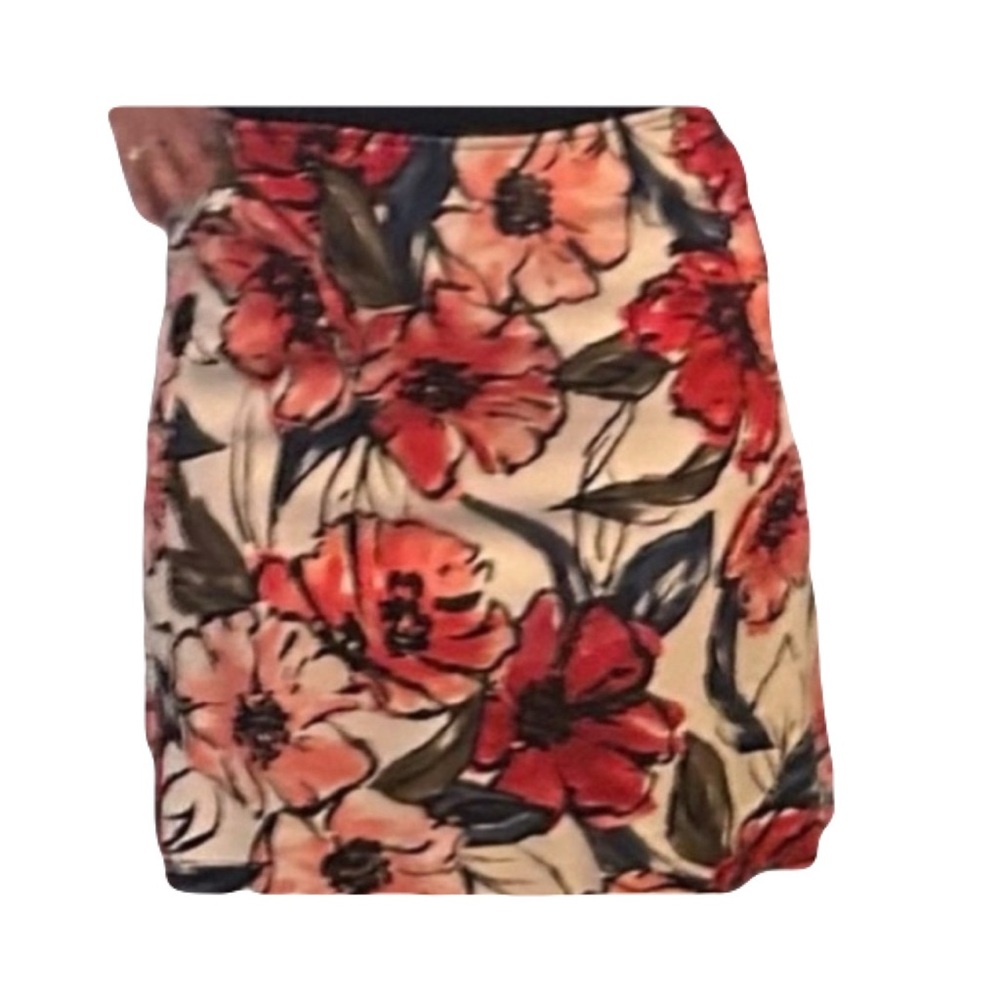 Etcetera Floral Mini Skirt Size 2. Multicolor, Back Zip, Elastic Waist.